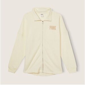 🤍 VS PINK Fleece Oversized Zip-Up Sweatshirt NEW